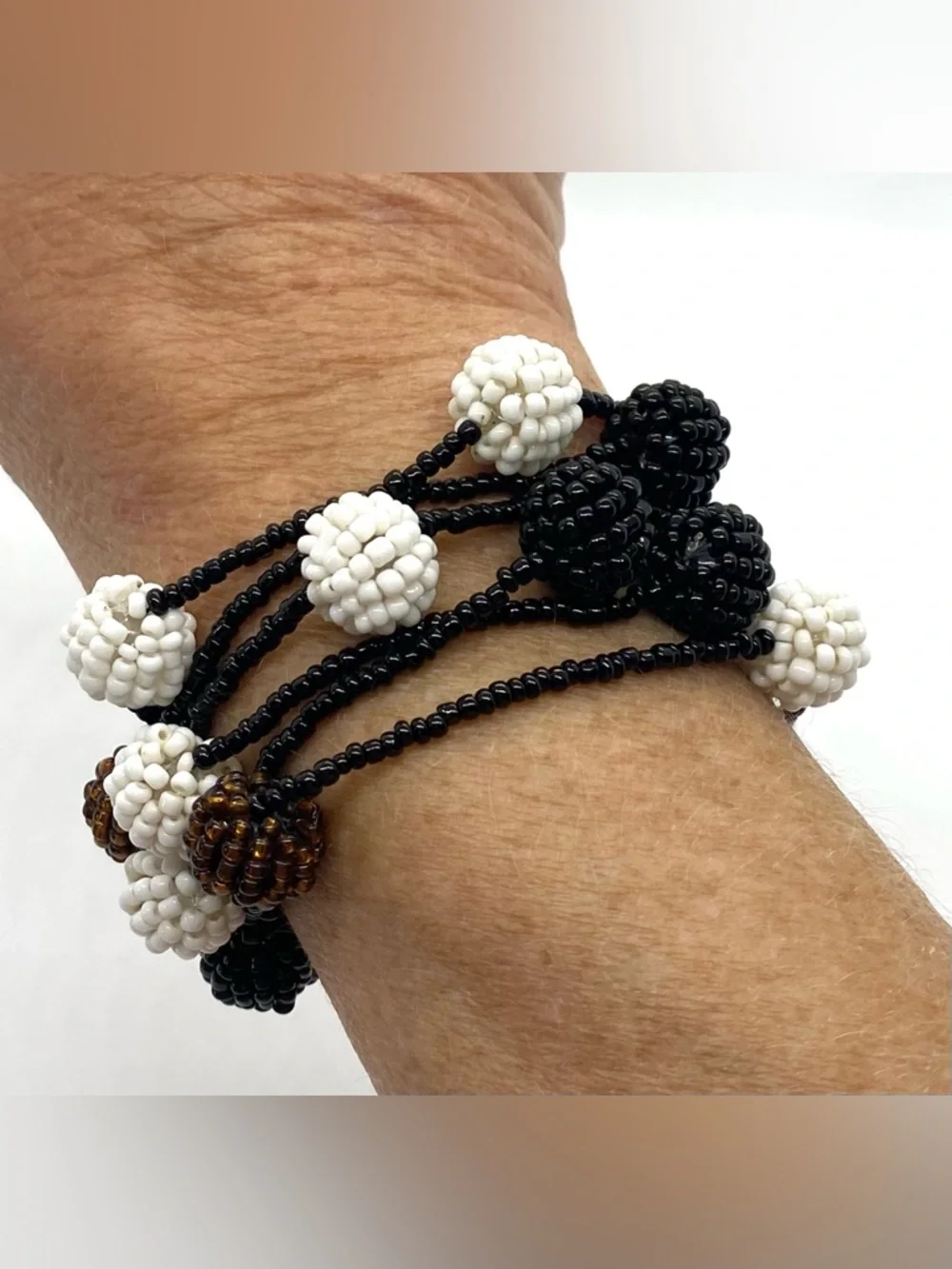 Black White Brown Beaded Necklace Boho Eclectic Whimsigoth Fairy 90s Minimalism